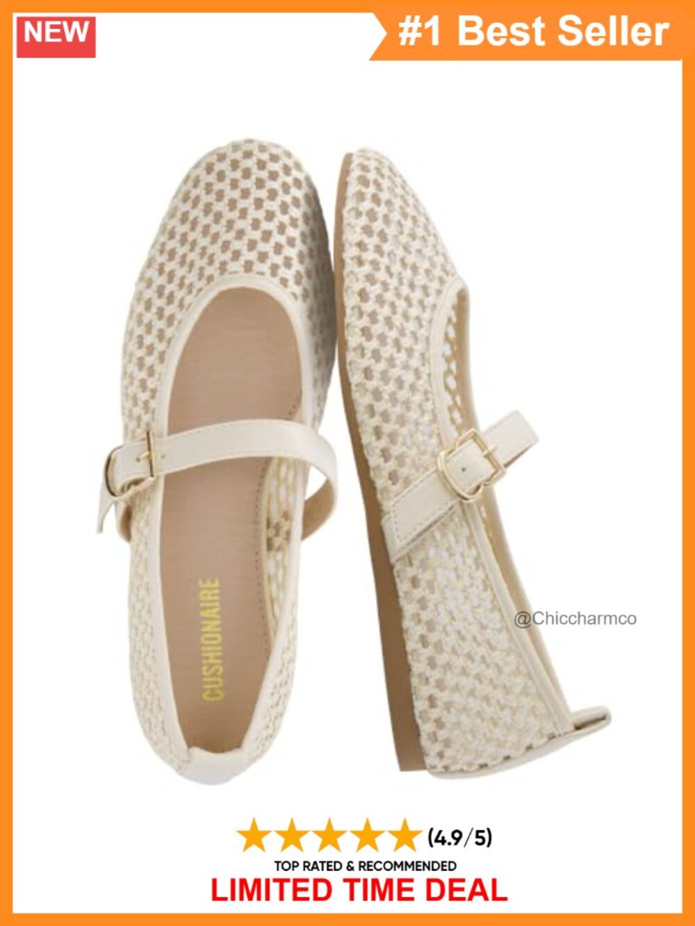 Mesh Mary Jane Flats with Memory Foam & Buckle Strap